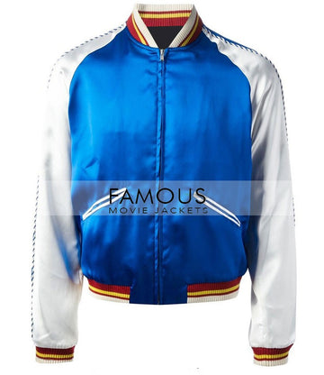 Saint Laurent Blue Bomber Satin Jacket Sale