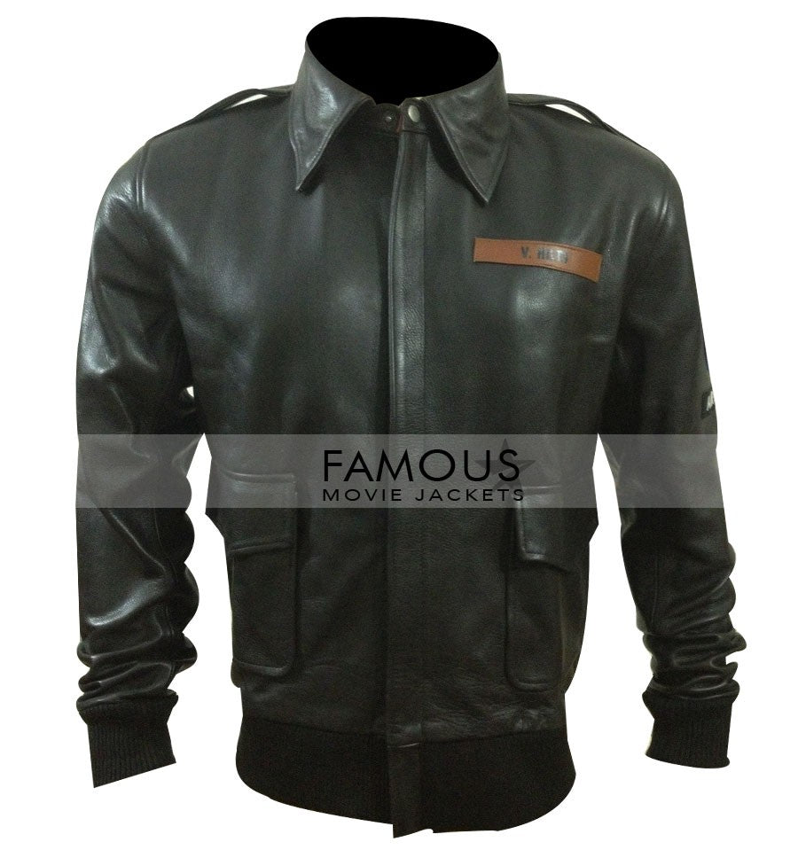 Great Escape Steve McQueen 'Hilt' Black Bomber Black Leather Jacket