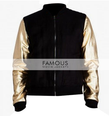 Usher iHeart Radio Music Awards Gold Sleeve Maro Bomber Jacket