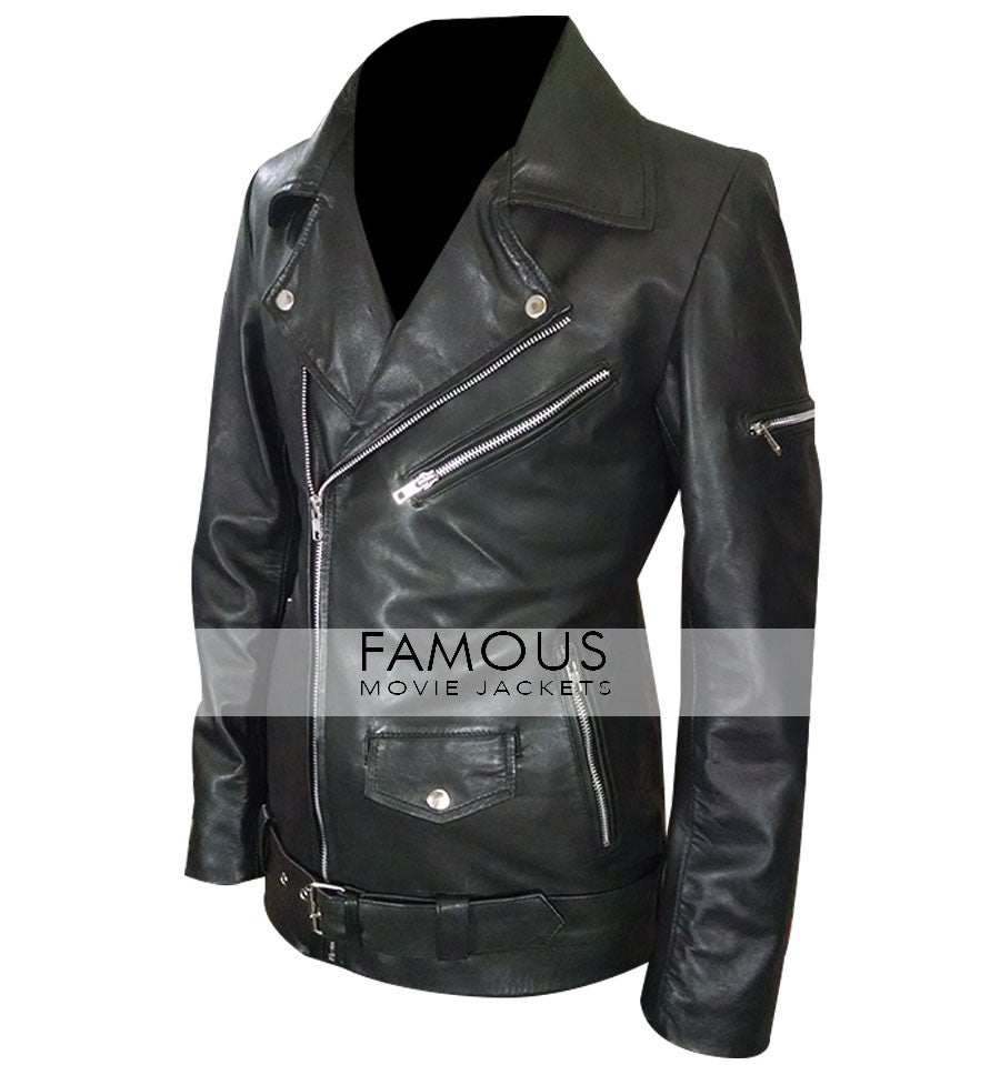 America Flag Women Black Motorcycle Leather Jacket