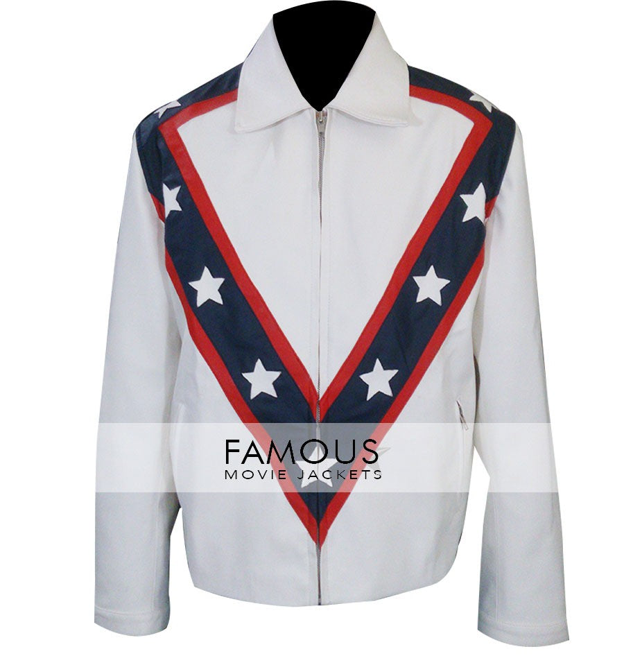 Evel Knievel White Motorcycle Leather Jacket