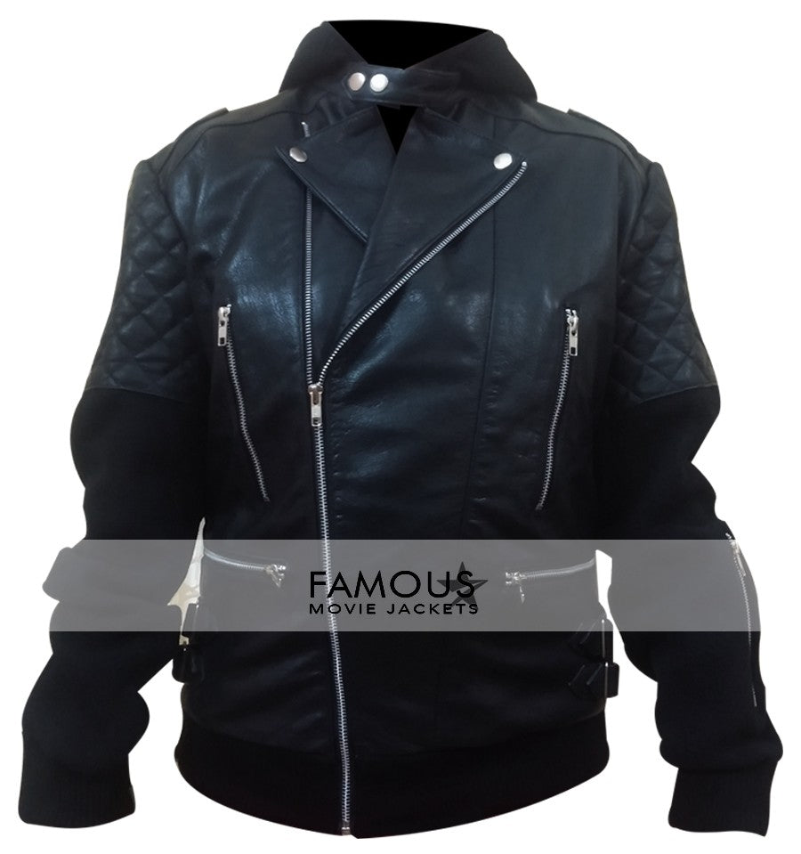 Chris Brown Black Biker Quilted Bomber Jacket