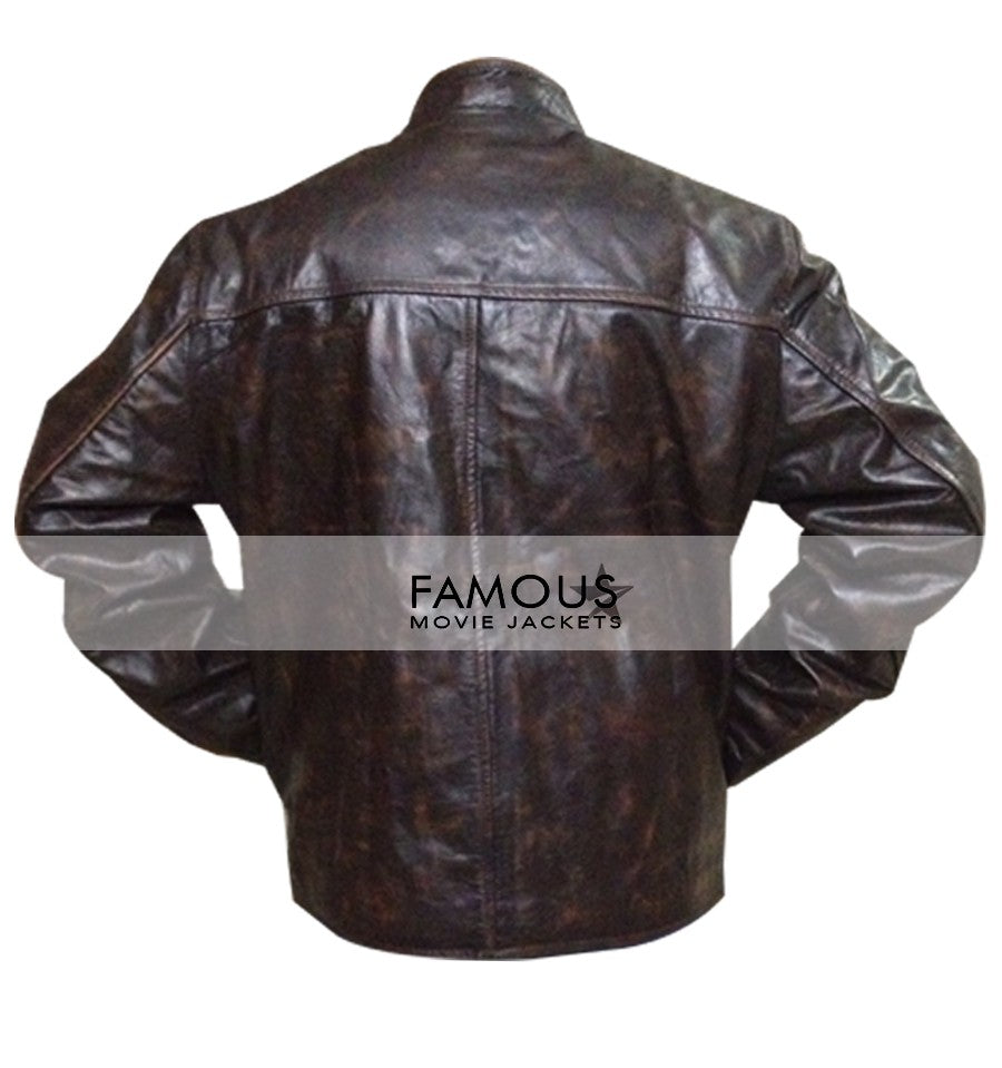 Tom Cruise Brown Distressed Biker Leather Jacket