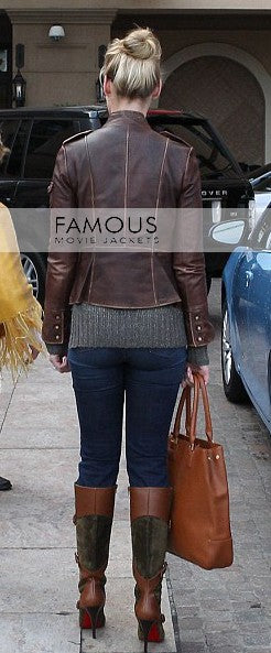 Katherine Heigl Designer Brown Leather Jacket