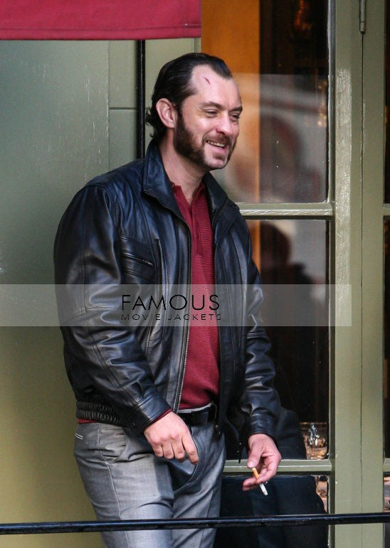 Dom Hemingway Jude Law Black Designer Leather Jacket