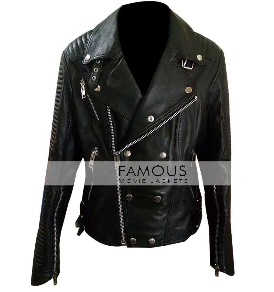 Ali Larter Quilted BIker Black Jacket