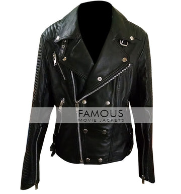 Ali Larter Quilted BIker Black Jacket