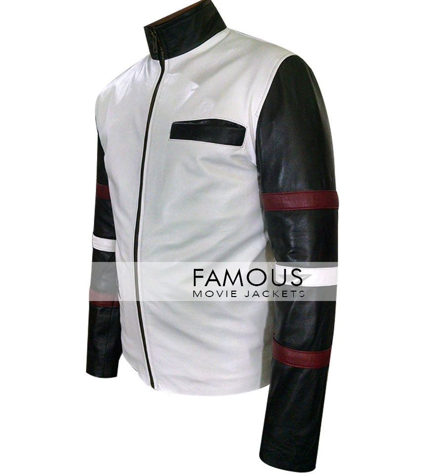 Bruce Lee Vintage White Leather Jacket