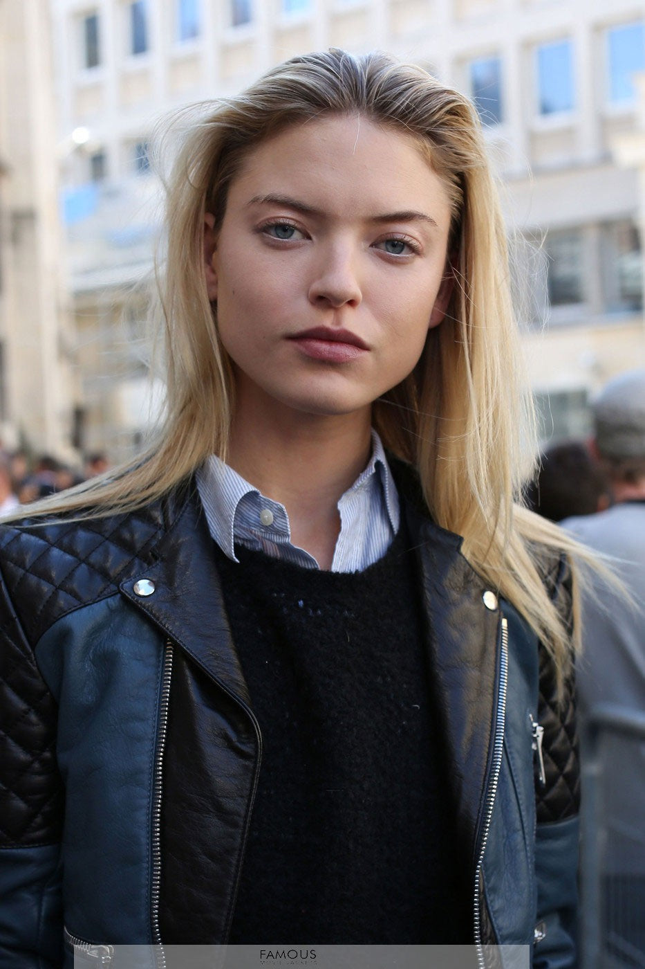 Martha Hunt Leather Jacket Model Street Style