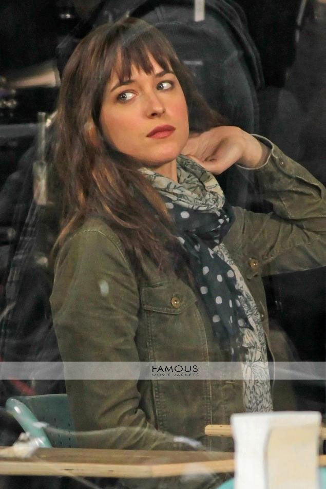 Dakota Johnson Fifity Shades Of Grey Green Cotton Jacket