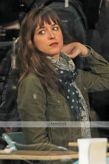 Dakota Johnson Fifity Shades Of Grey Green Cotton Jacket