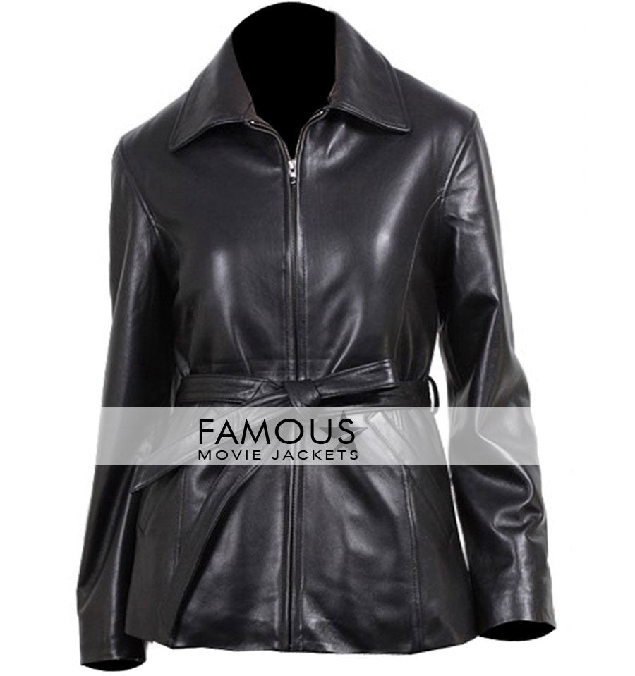 Women Belted Zip Black Coat/Jacket