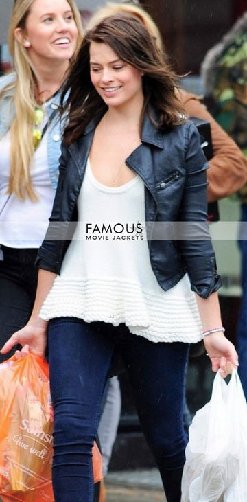 Margot Robbie Black Designer Leather Jacket