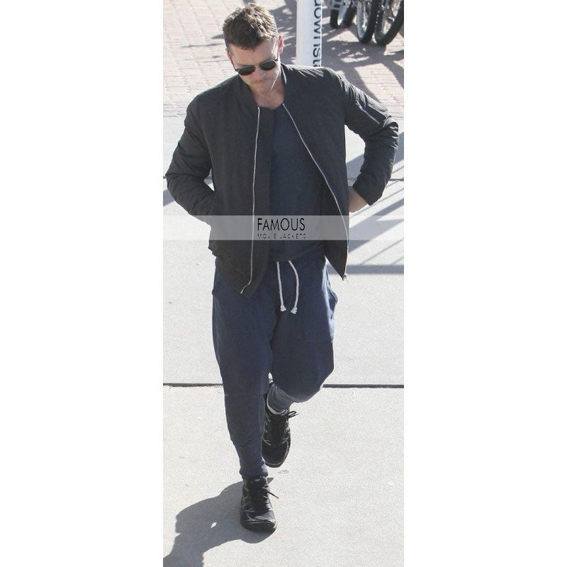 Sam Worthington Black Bomber Cotton Jacket