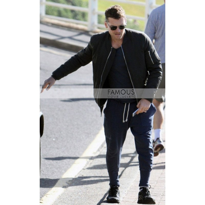 Sam Worthington Black Bomber Cotton Jacket