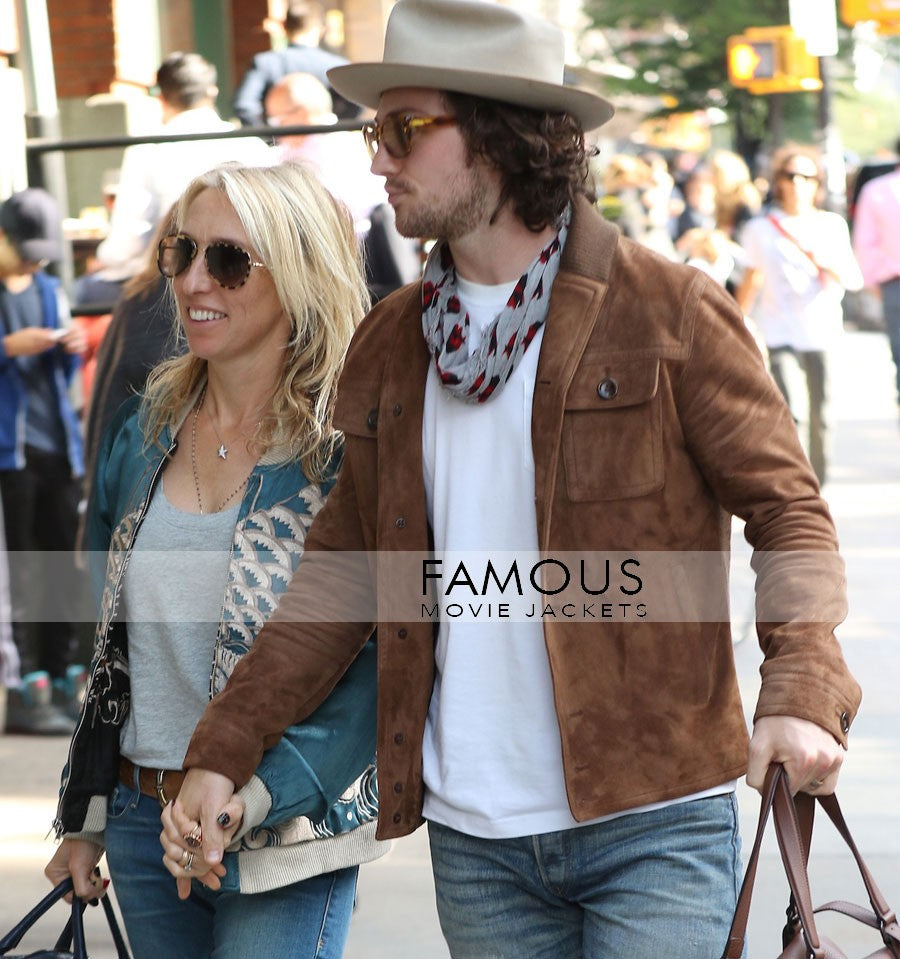 Aaron Taylor Johnson Brown Suede Jacket in Newyork