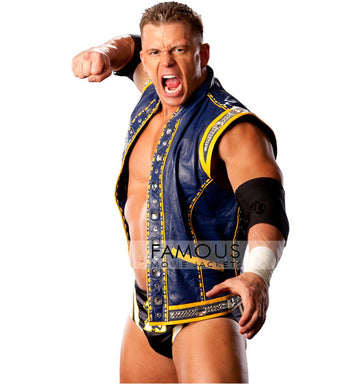 Alex Riley WWE Blue Leather Vest Jacket