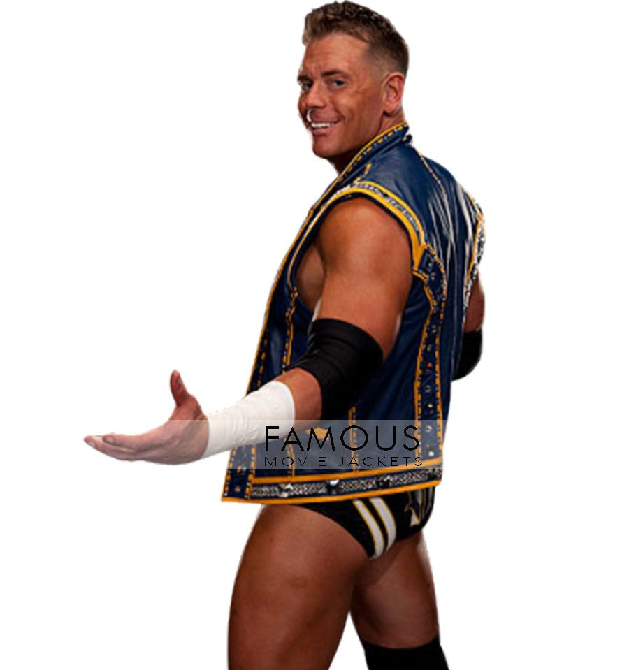 Alex Riley WWE Blue Leather Vest Jacket