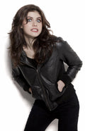 Alexandra Daddario Stylish Black Bomber Designer Jacket