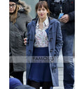 Fifty Shades of Grey Dakota Johnson Blue Cotton Coat