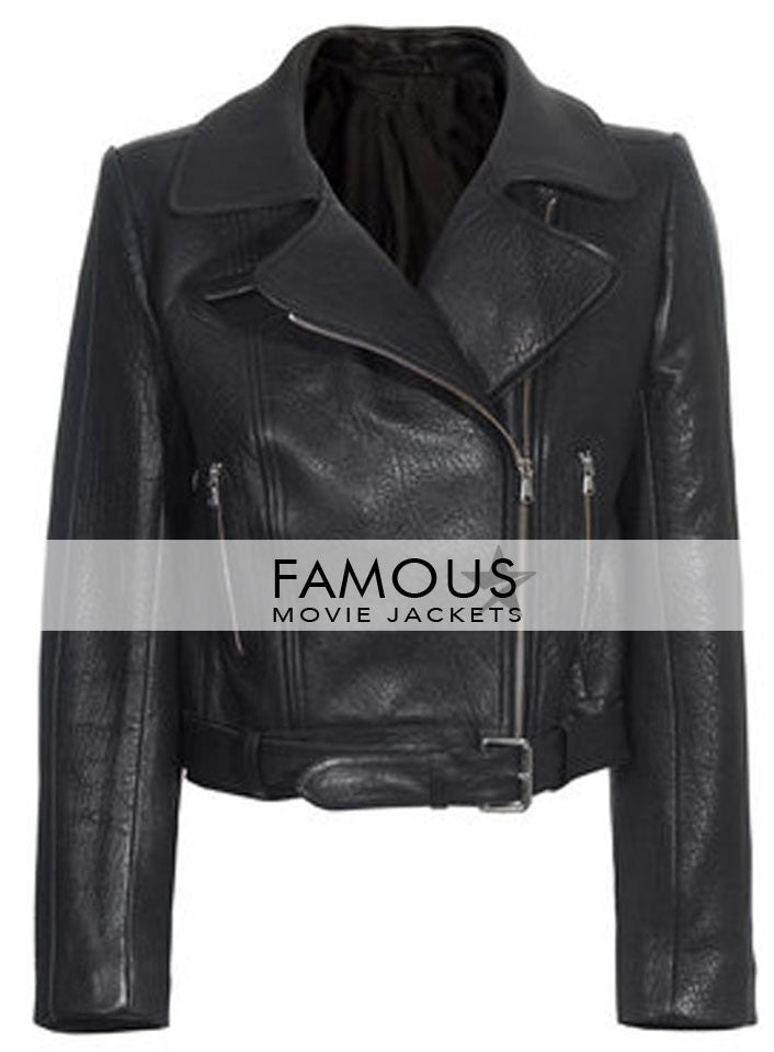 Alexa Chung Black Leather Jacket