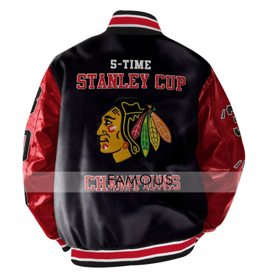 Stanley Champions Blackhawks Chicago Black Bomber Jacket