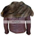 Rihanna Brown Fur Collar Belted Leather Jacket