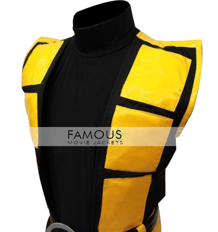 Mortal Kombat X Scorpion Leather Vest Costume Jacket