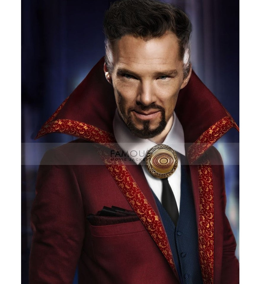 Doctor Strange Benedict Cumberbatch Wool Long Red Coat