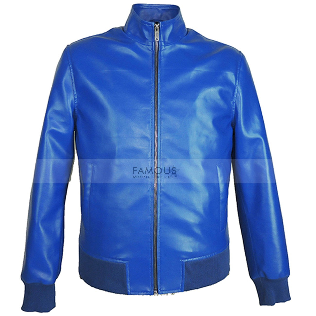 Ryan Reynolds Blue Bomber Designer Leather Jacket