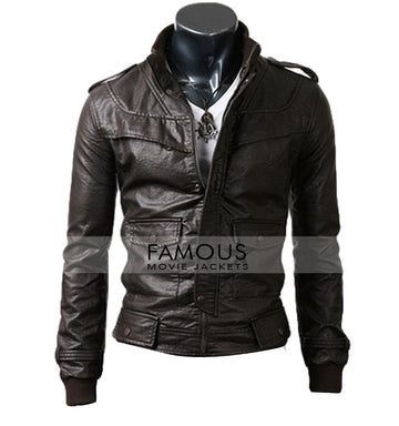 Slim Fit Black Rocker Biker Leather Jacket