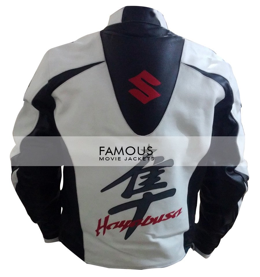 Suzuki Hayabusa White Motorcycle Racing Jacket