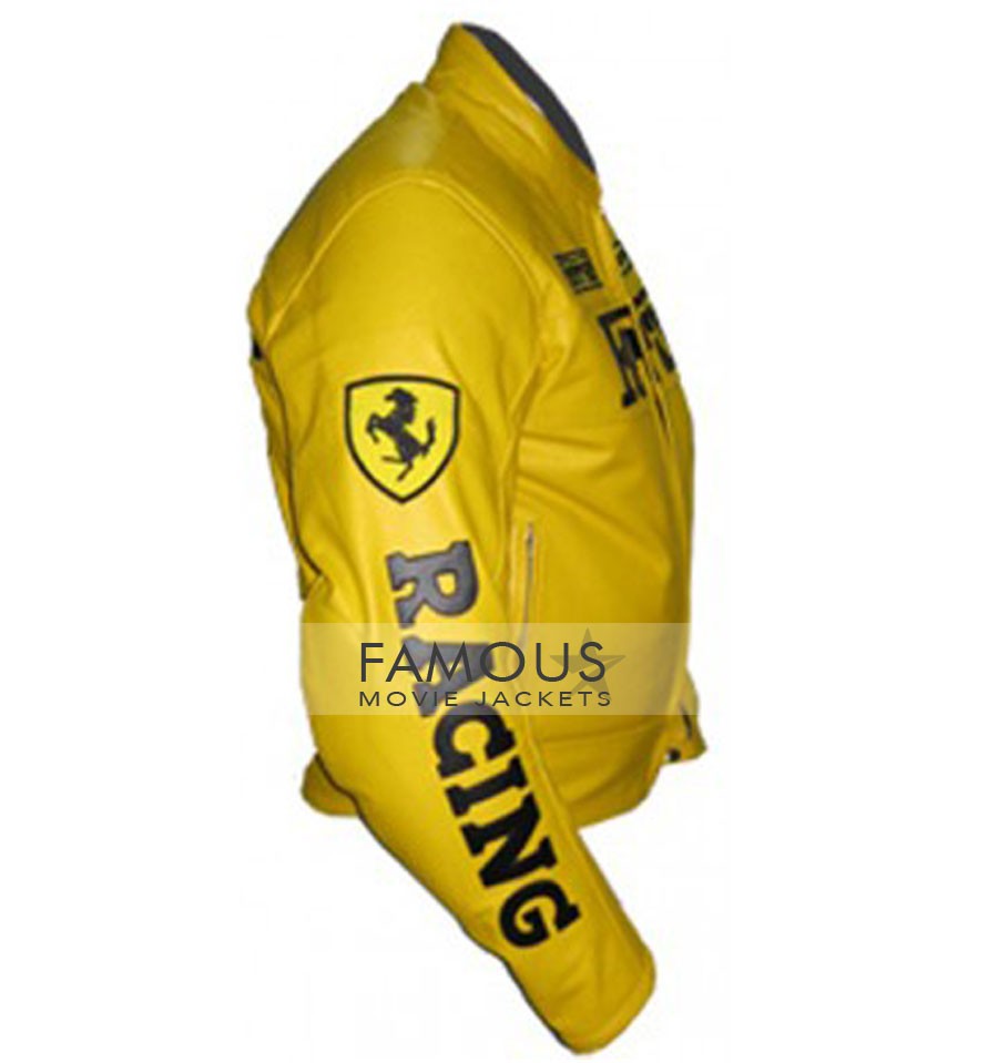 Men's Ferrari Yellow Motorcycle Leather Jacket