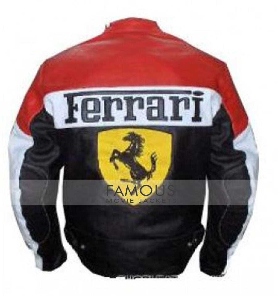 Ferrari Red & Black Motorcycle Leather Jacket