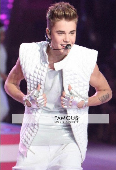 Justin Bieber White/Black Quilted Leather Jacket