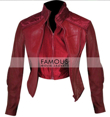 Milla Jovovich (Song Jat Shariff) Ultraviolet Red Leather Jacket