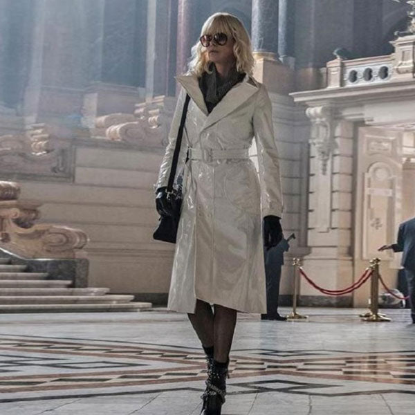 Atomic Blonde Charlize Theron White Coat