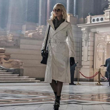 Atomic Blonde Charlize Theron White Coat