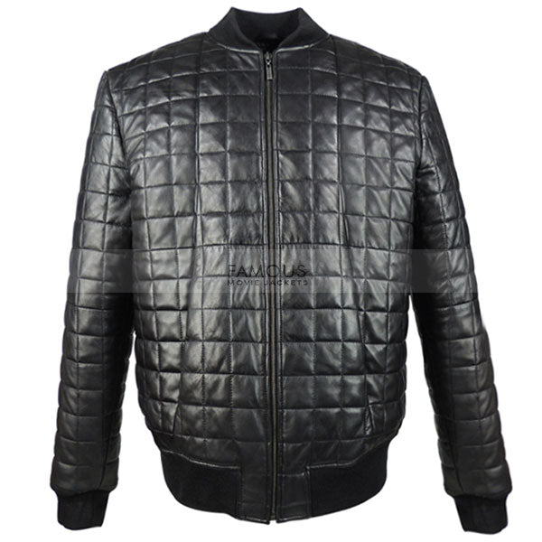 Aubrey Drake Black Quilted Bomber Leather Jacket