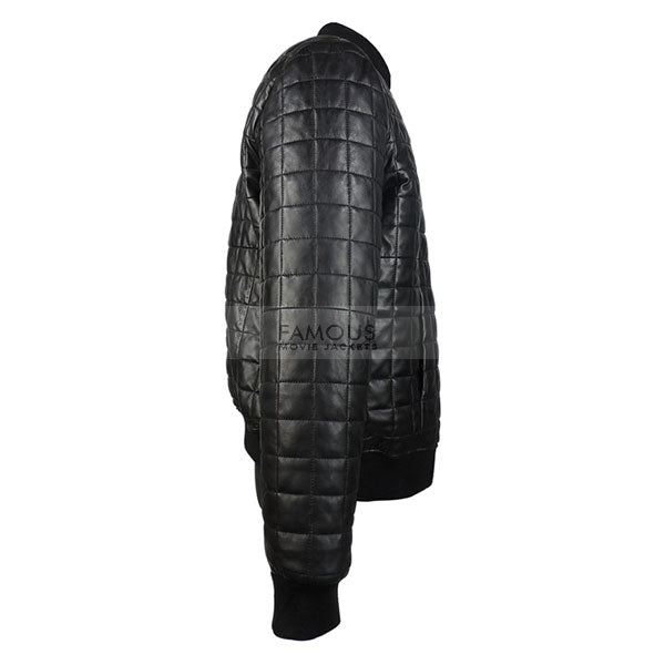 Aubrey Drake Black Quilted Bomber Leather Jacket