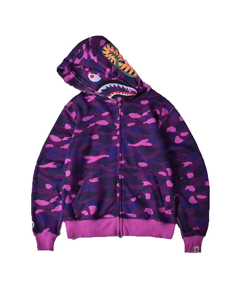 Bape Color Purple Camo Shark Hoodie 2