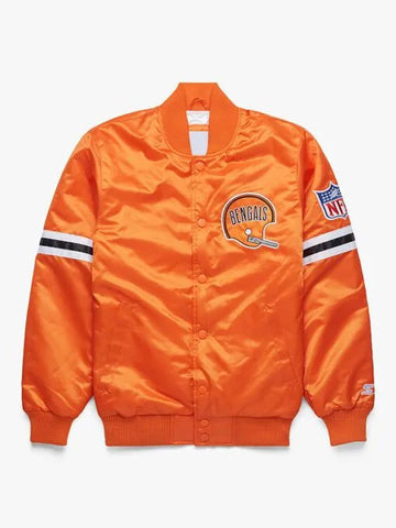 Bengals Starter Orange Varsity Bomber Jacket