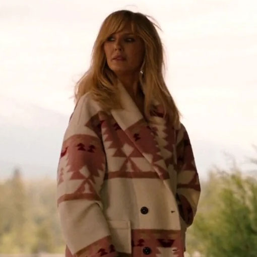 Yellowstone S05 Beth Dutton Pink Printed Coat