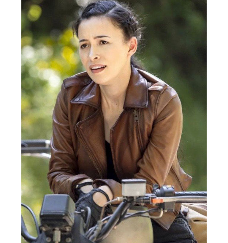 The Walking Dead Season 9 Christian Serratos Brown Jacket