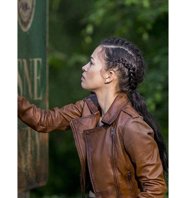 The Walking Dead Season 9 Christian Serratos Brown Jacket