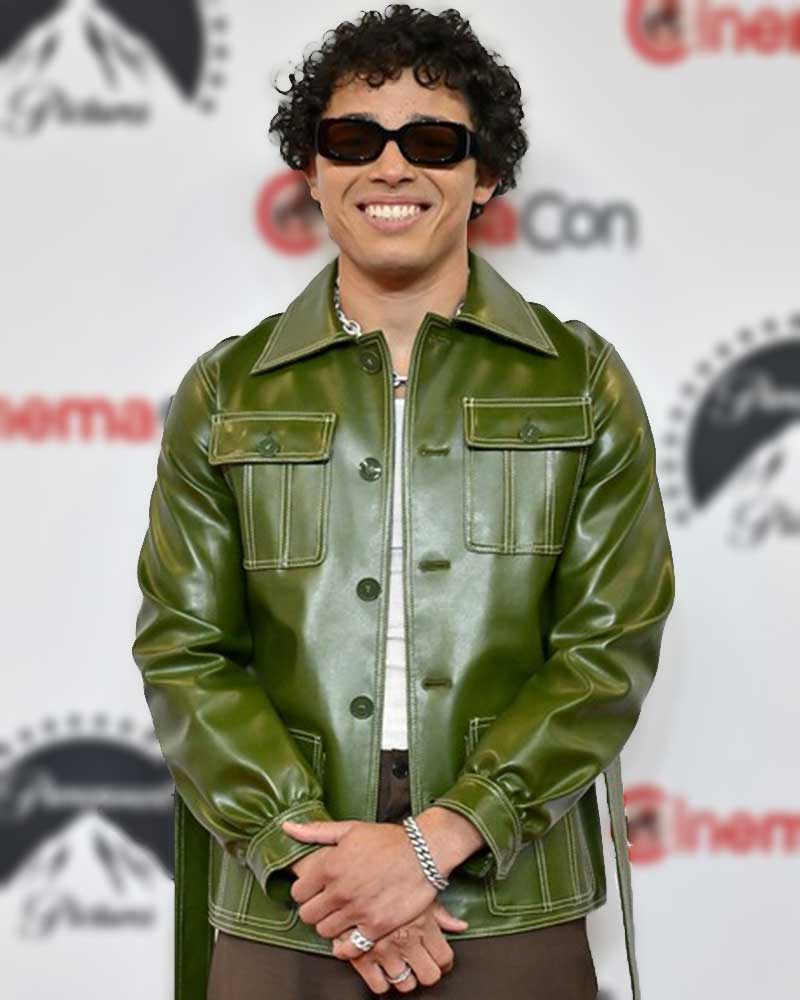 CinemaCon Event 2023 Anthony Ramos Green Leather Jacket