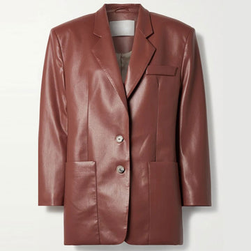 Abbey Clancy Brown Leather Blazer