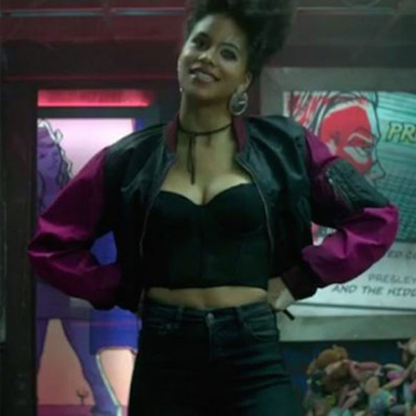 Deadpool 2 Domino (Zazie Beetz) Short Body Satin Bomber Jacket