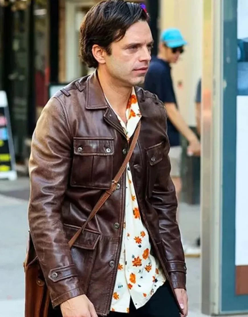 Edward Film A Different Man Sebastian Stan Leather Jacket for men