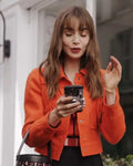 Emily In Paris S03 Emily Cooper Orange Cropped Jacket 1